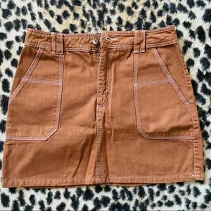 Topshop camel white stitch mini skirt